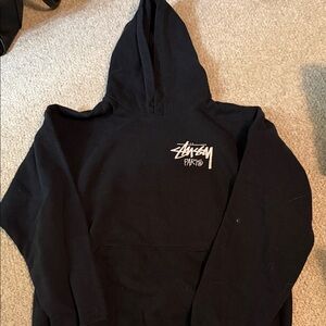 Stussy-like Black Men's Hoodie
